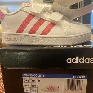 Adidas Grand Court I White/Pink Kids SZ 8.5